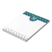 Monogram Blauwgroen en White Polka Dots Notepad Notitieblok (Linkerzijde)