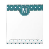 Monogram Blauwgroen en White Polka Dots Notepad Notitieblok (Voorkant)