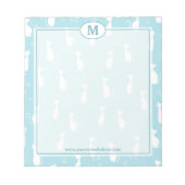 Monogram blauwgroen en wit kattenpatroon notitieblok (Voorkant)