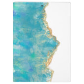 Monogram blauwgroen en Witte Agate Marble Abstract Klembord (Achterkant)