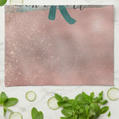 Monogram Blauwgroen en Zachte Blush Pink Ombre Fol Theedoek (Gevouwen)