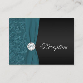 Monogram Blauwgroen en Zwarte Damask Enclosure Kaa Informatiekaartje