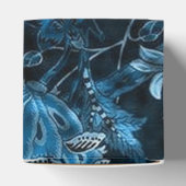 Monogram Blauwgroen Floral Cube Favor Box Bedankdoosjes (Bovenkant)