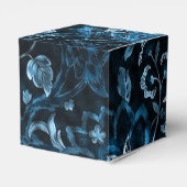 Monogram Blauwgroen Floral Cube Favor Box Bedankdoosjes (Achterkant)