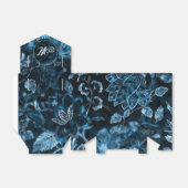Monogram Blauwgroen  Floral Tent Favor Box Bedankdoosjes (Uitgevouwen)