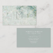 Monogram Blauwgroen Glitter Marmer Hair Make-up Visitekaartje (Voorkant / Achterkant)