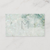 Monogram Blauwgroen Glitter Marmer Hair Make-up Visitekaartje (Voorkant)