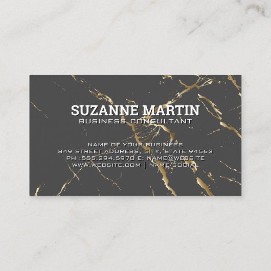 Monogram | Blauwgroen Goud Marmer Visitekaartje (Achterkant)