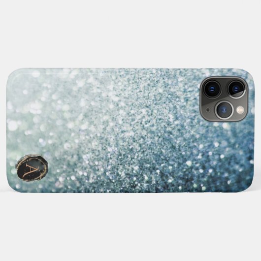 *~* Monogram BLAUWGROEN gradiënt Ombre Glitter Case-Mate iPhone Case (Achterkant (horizontaal))