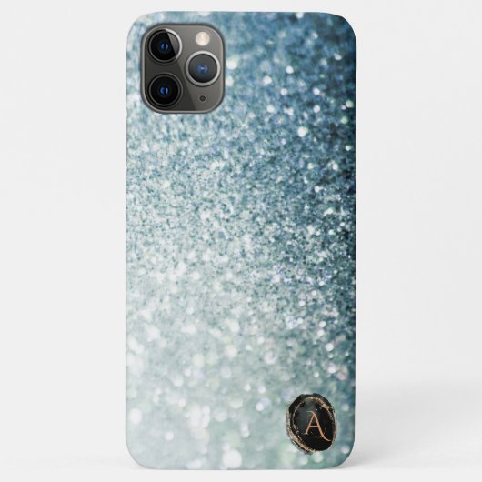 *~* Monogram BLAUWGROEN gradiënt Ombre Glitter Case-Mate iPhone Case (Achterkant)
