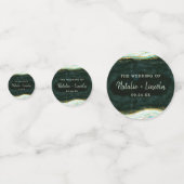 Monogram blauwgroen groen en goudgedag marmer Wedd Confetti (Voorkanten)