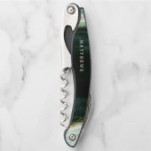 Monogram blauwgroen groen en goudgedag marmer Wedd Kurkentrekker (Voorkant)