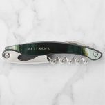 Monogram blauwgroen groen en goudgedag marmer Wedd Kurkentrekker<br><div class="desc">Blauwgroen Groene & Gouden Agaat Marmeren Geode, met Sprankelende Gouden folieaccenten, en Modern trendy geborsteld scriptlettertype. Blauwgroen groene, smaragdgroene en witte stenen look, is luxueus en modern voor uw bruiloft - gepersonaliseerde bruiloft Monogram Pas getrouwd Keepsake Kurkentrekker! ~ Controleer mijn winkel om de volledige bruidssuite voor dit ontwerp te zien!...</div>