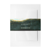 Monogram blauwgroen groen en goudgedag marmer Wedd Uitnodigingen Wikkel (Voorkant Voorbeeld)