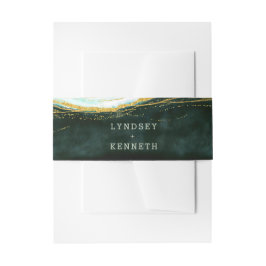 Monogram blauwgroen groen en goudgedag marmer Wedd Uitnodigingen Wikkel