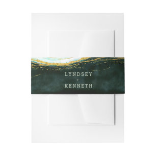 Monogram blauwgroen groen en goudgedag marmer Wedd Uitnodigingen Wikkel