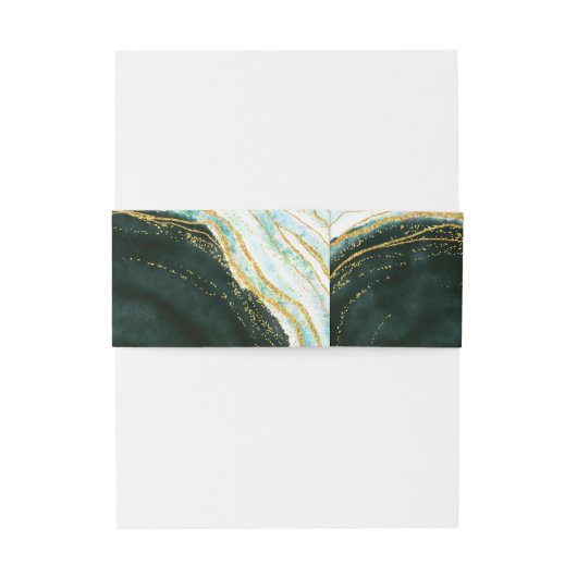 Monogram blauwgroen groen en goudgedag marmer Wedd Uitnodigingen Wikkel (Achterkant Voorbeeld)