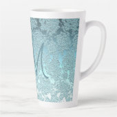 Monogram Blauwgroen Groen Meisje Elegant Art Flora Latte Mok (Rechts)
