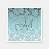 Monogram Blauwgroen Groen Meisje Elegant Floral De Servet (Voorkant)