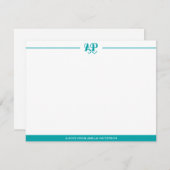 Monogram Blauwgroen groen Notitiekaartje (Voorkant / Achterkant)