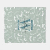 Monogram blauwgroen groene botanische bladeren fleece deken (Voorkant (Horizontaal))