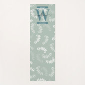 Monogram blauwgroen groene botanische bladeren yogamat (Voorkant)