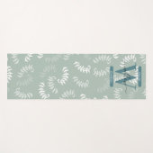 Monogram blauwgroen groene botanische bladeren yogamat (Voorkant (horizontaal))