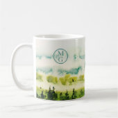 Monogram Blauwgroen Groene Waterverf Koffiemok (Links)