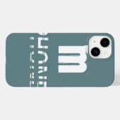 Monogram  Blauwgroen Koel Modern Case-Mate iPhone Case (Achterkant (horizontaal))