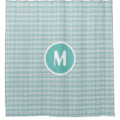 Monogram Blauwgroen land Plaid Baby Nursery Douchegordijn (Voorkant)