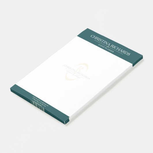 Monogram Blauwgroen Modern Elegant Business Post-it® Notes (Schuin)