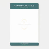 Monogram Blauwgroen Modern Elegant Business Post-it® Notes (Voorkant)