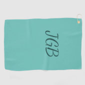 Monogram Blauwgroen of kies Kleurenachtergrond Golfhanddoek (Horizontaal)
