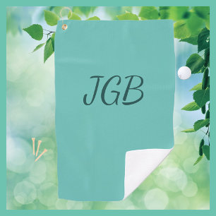 Monogram Blauwgroen of kies Kleurenachtergrond Golfhanddoek