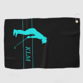 Monogram Blauwgroen op Black Woman Silhouette Golf Golfhanddoek (Horizontaal)