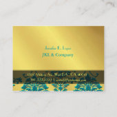 Monogram, blauwgroen op gouden toondameskubbykaart visitekaartje (Achterkant)