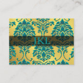 Monogram, blauwgroen op gouden toondameskubbykaart visitekaartje (Voorkant)