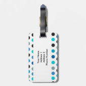 Monogram blauwgroen Polka Dots Stripes Bagagelabel (Achterkant verticaal)