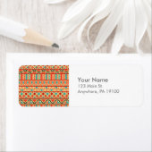 Monogram Blauwgroen Roze Abstract Tribal Print Pat Etiket (Insitu)