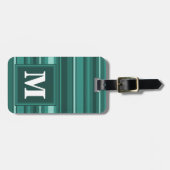 Monogram blauwgroen strepen bagagelabel (Voorkant horizontaal)