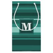 Monogram blauwgroen strepen klein cadeauzakje (Achterkant)