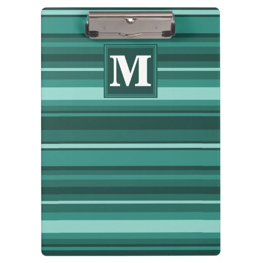 Monogram blauwgroen strepen klembord (Voorkant)
