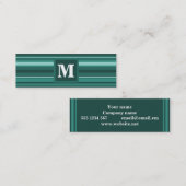Monogram blauwgroen strepen mini visitekaartje (Voorkant / Achterkant)