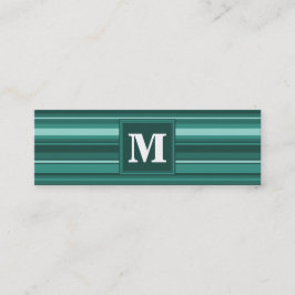 Monogram blauwgroen strepen mini visitekaartje