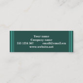 Monogram blauwgroen strepen mini visitekaartje (Achterkant)