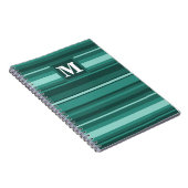 Monogram blauwgroen strepen notitieboek (Rechterzijde)