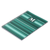 Monogram blauwgroen strepen notitieboek (Linkerzijde)