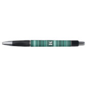 Monogram blauwgroen strepen pen (Voorkant)