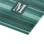 Monogram blauwgroen strepen snijplank (Hoek)