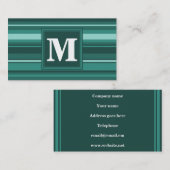 Monogram blauwgroen strepen visitekaartje (Voorkant / Achterkant)